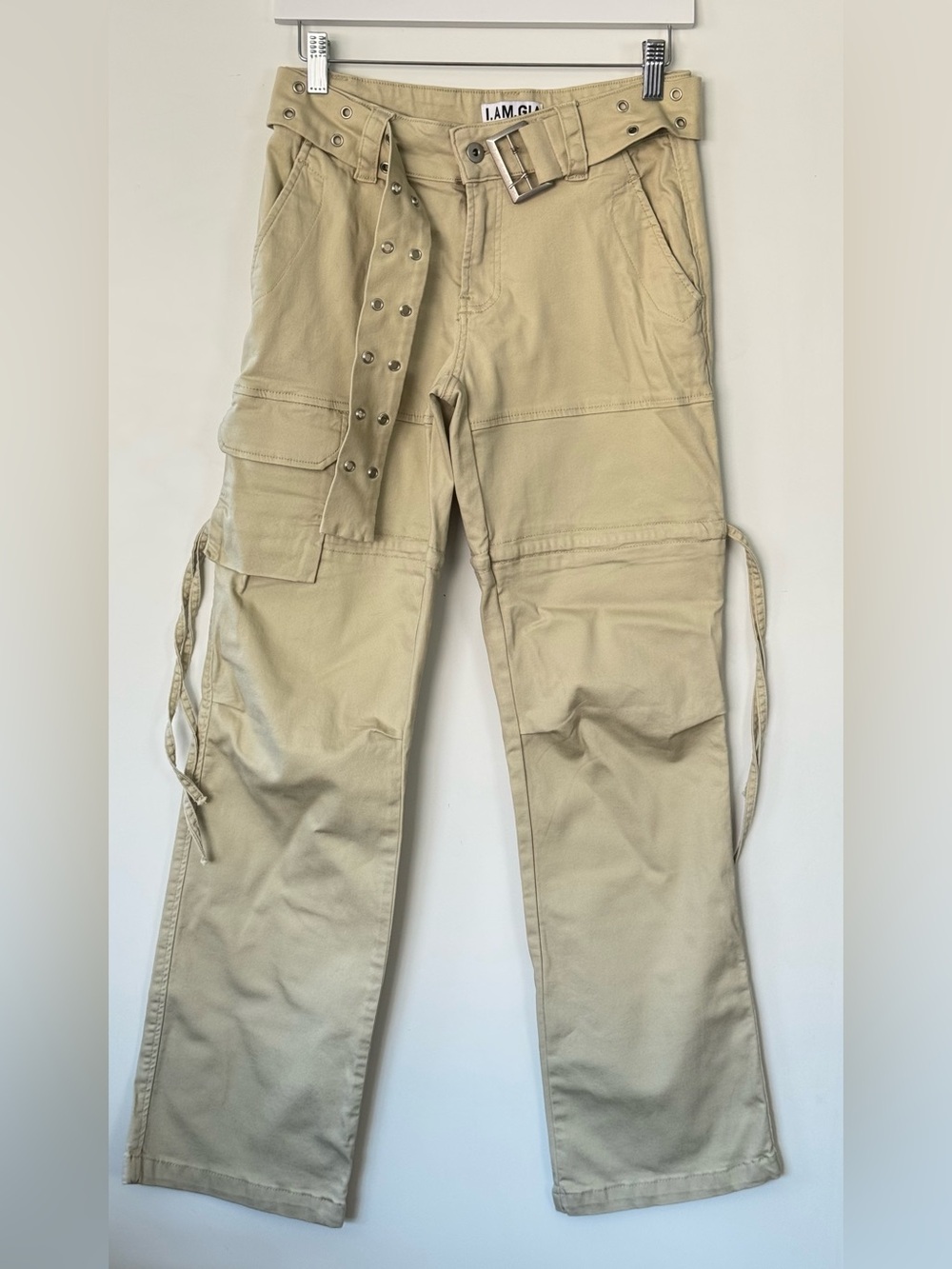 I.AM.GIA Beige Belted Cargo Utility Pants Size S